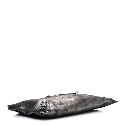 Balenciaga Metallic Calfskin Milky Way Papier Clutch Black 4 of 7