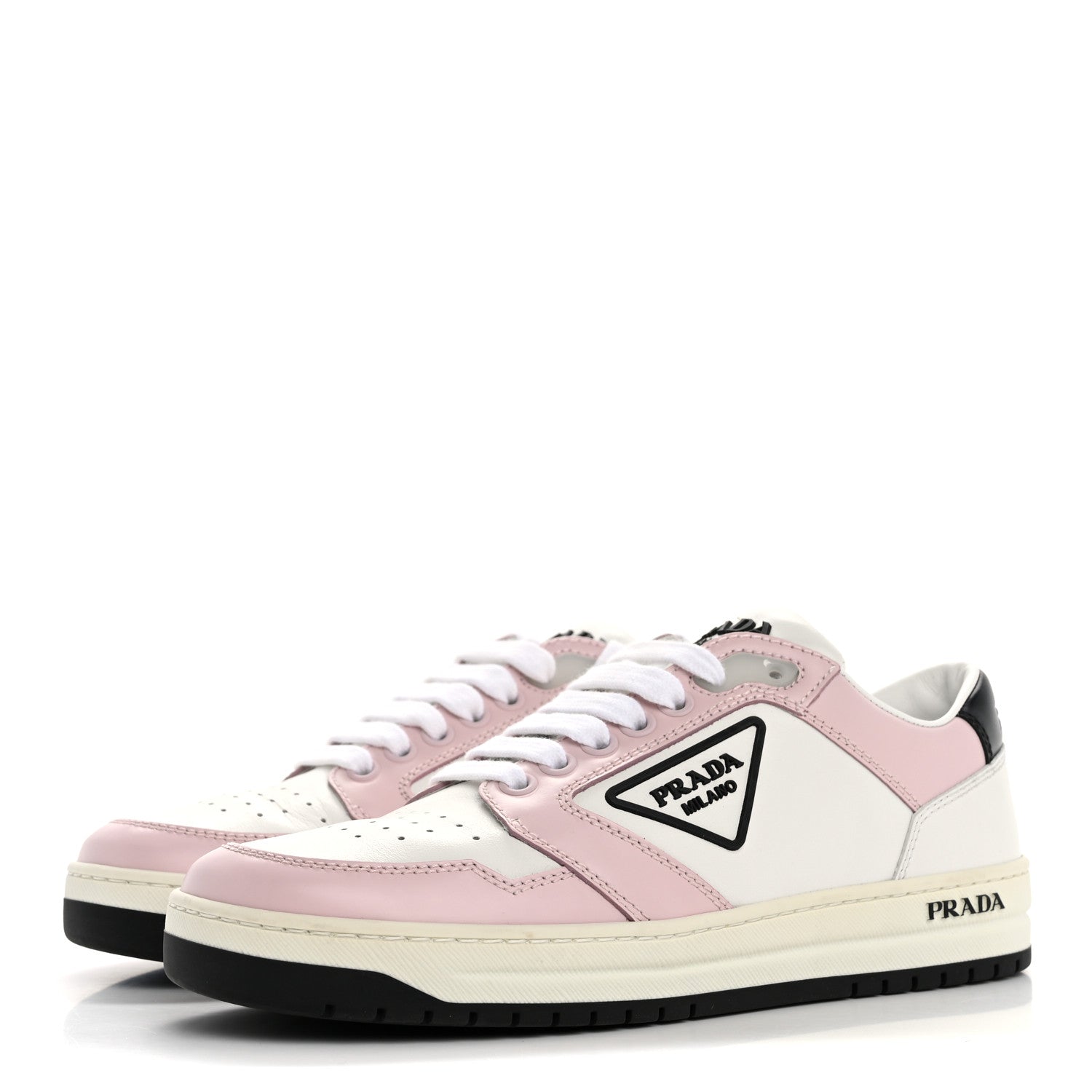 Prada Vitello Sport Spazzolato Rois Rubber Triangle Logo Perforated Womens District Low Top 30mm Sneakers 36 White Alabastro 4 of 16