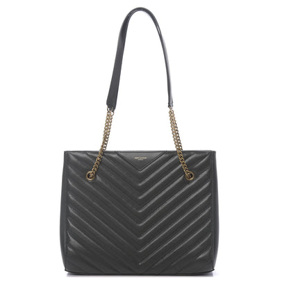 Saint Laurent Grain de Poudre Matelasse Chevron Medium Tribeca Shopping Bag Vert Fonce 1 of 10