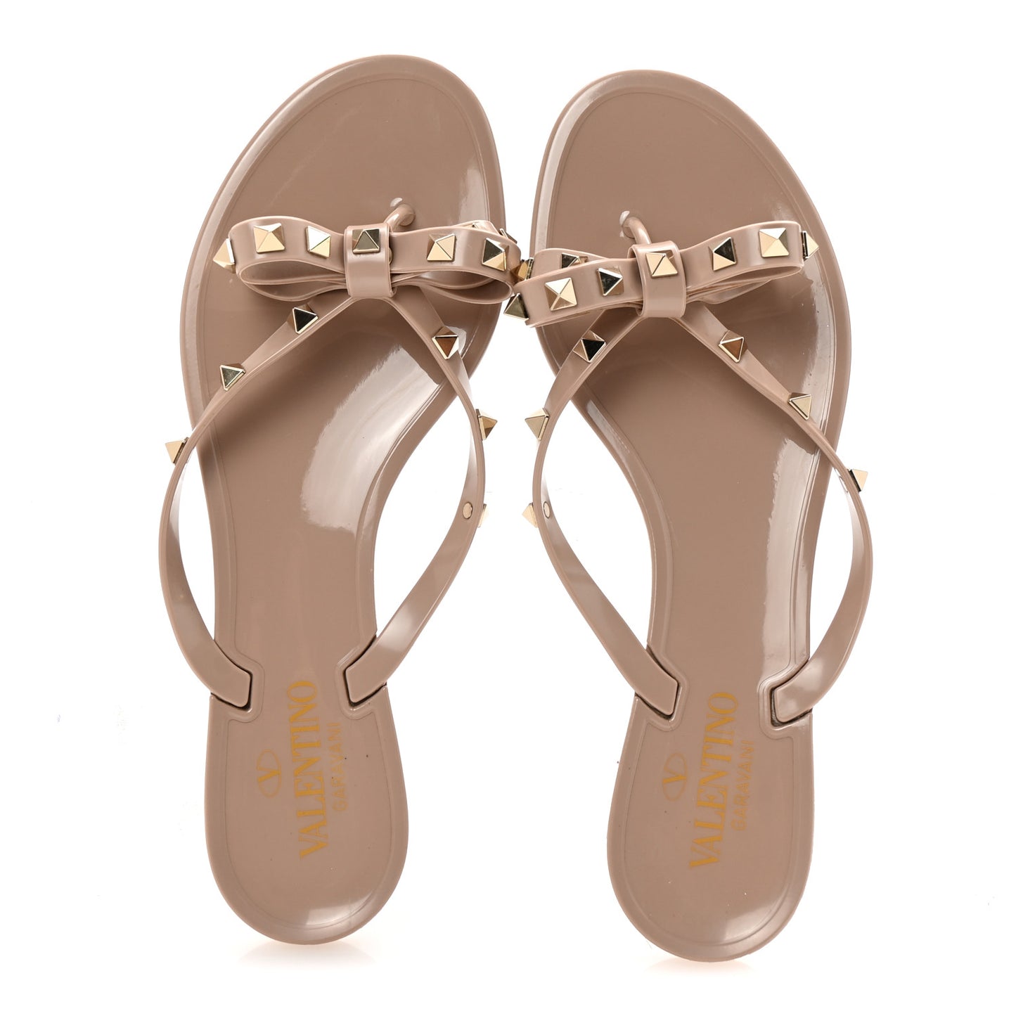 PVC Jelly Rockstud Bow Thong Sandals 40 Poudre
