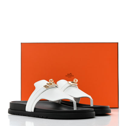 Hermes Calfskin Womens Empire Sandals 36.5 White 9 of 9