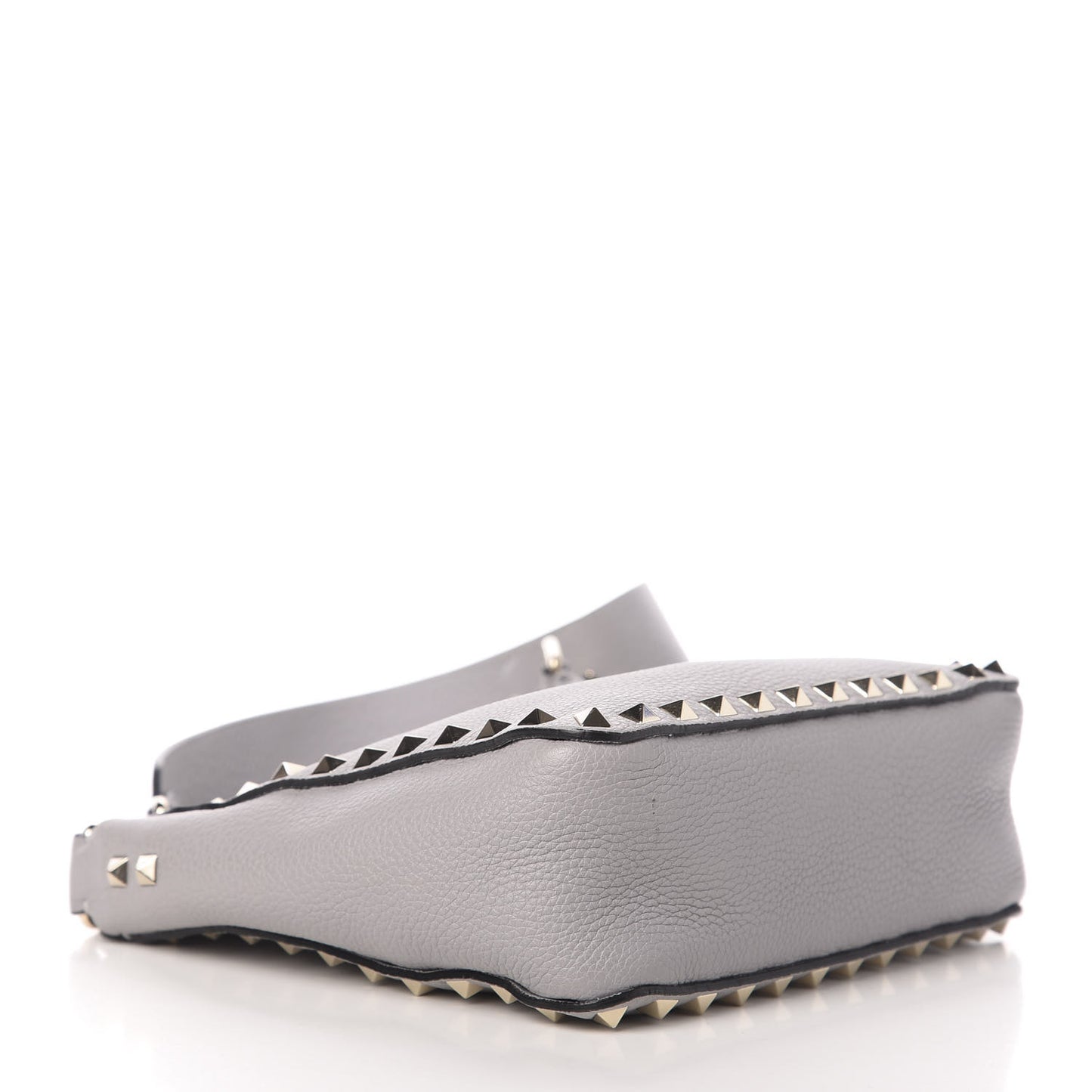 Pebbled Calfskin Mini Rockstud Flip-Lock Messenger Bag Pastel Grey