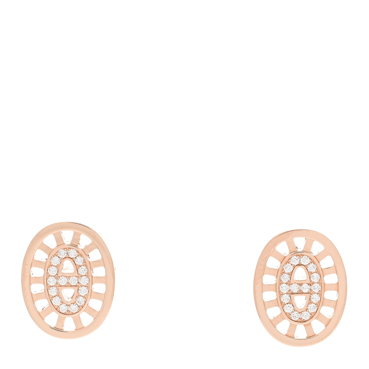 18K Rose Gold Diamond Chaine d'Ancre Divine Stud Earrings