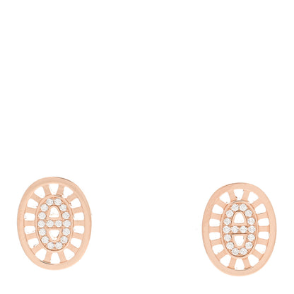 Hermes 18K Rose Gold Diamond Chaine d'Ancre Divine Stud Earrings 1 of 6