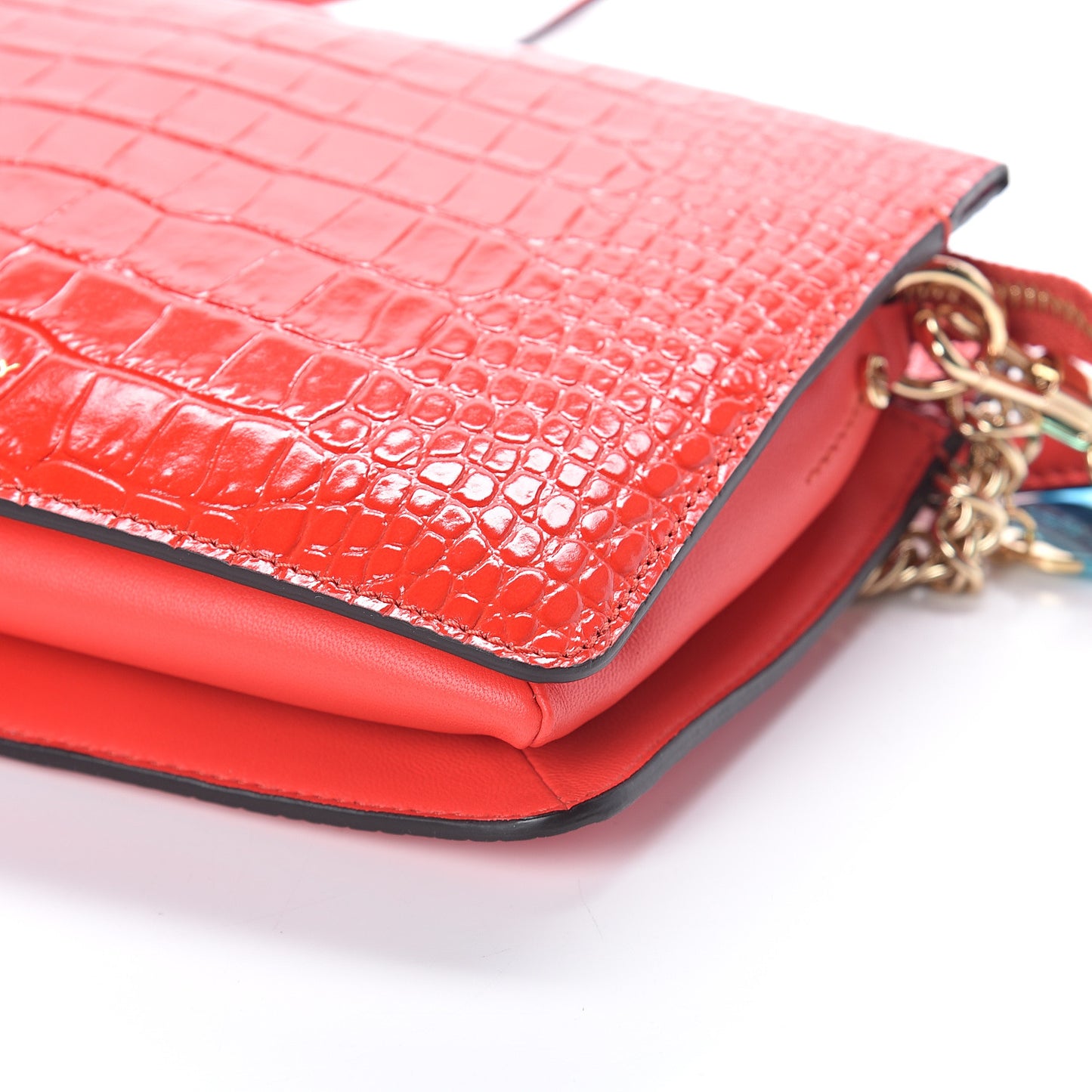 Calfskin Crocodile Embossed Cross 3 Crossbody Bag Red