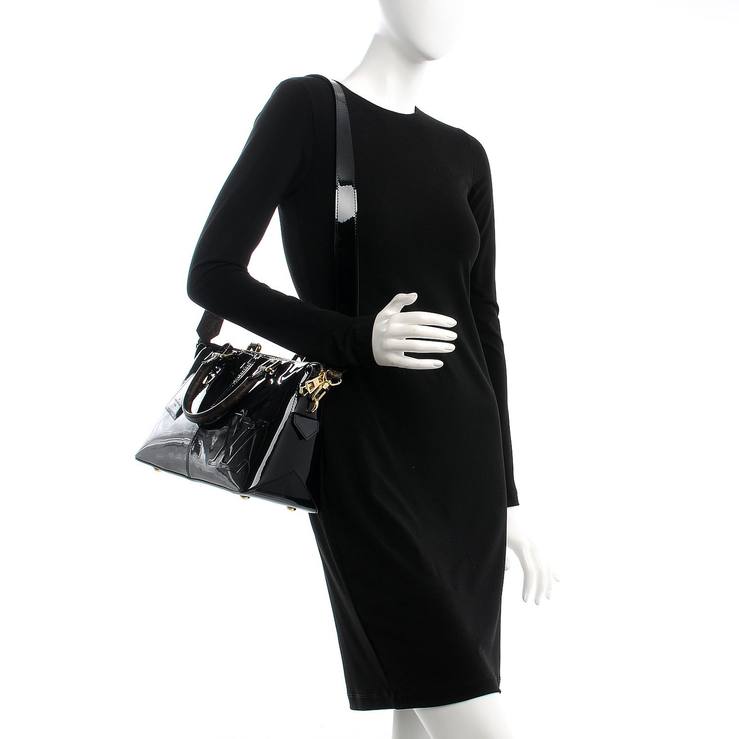 Patent Calfskin Miroir Tote Black
