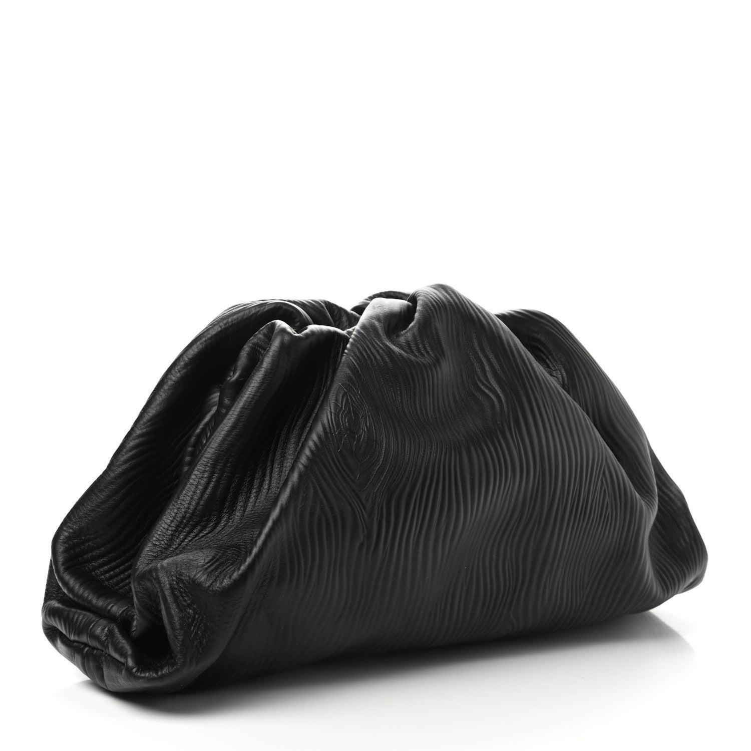 Bottega Veneta Bark Calfskin Embossed The Pouch Oversized Clutch Black 3 of 8