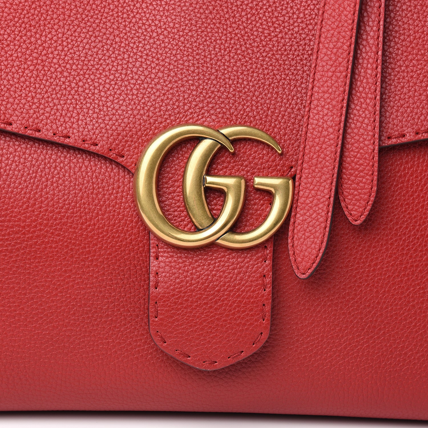 Gucci Calfskin Medium GG Marmont Top Handle Bag Vulcanic Red 7 of 7