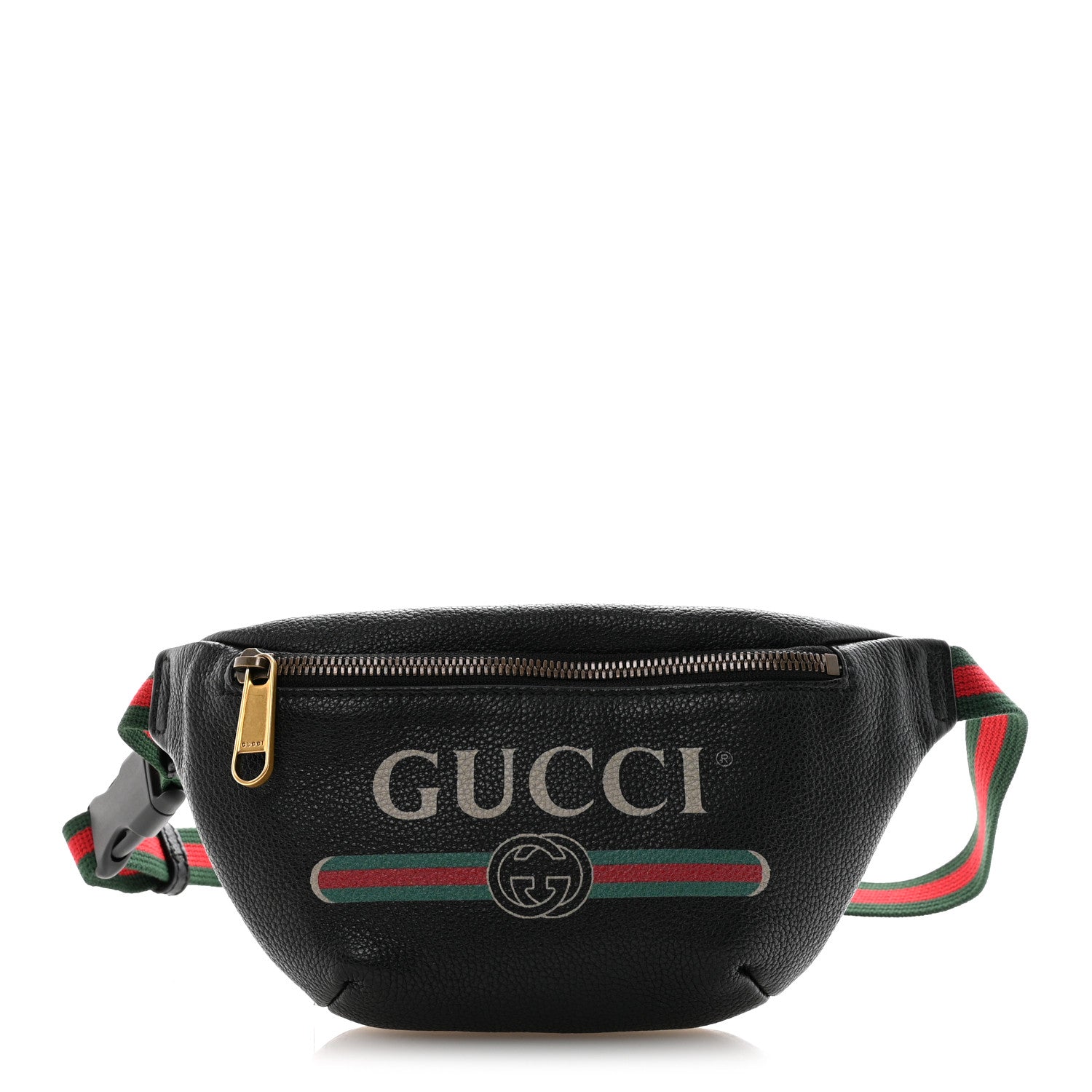 Gucci Grained Calfskin Logo Belt Bag Black 1 of 12