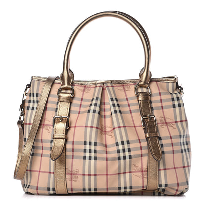 Burberry Metallic Calfskin Haymarket Check Large Northfield Tote Gold 1 of 23