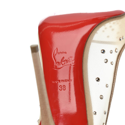 Christian Louboutin Suede Silk Crystal Strass Follies 100 Pumps 38 Light Silk 7 of 15