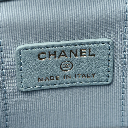 Chanel Lambskin Quilted Top Handle Mini Vanity Case With Chain Light Blue 6 of 12