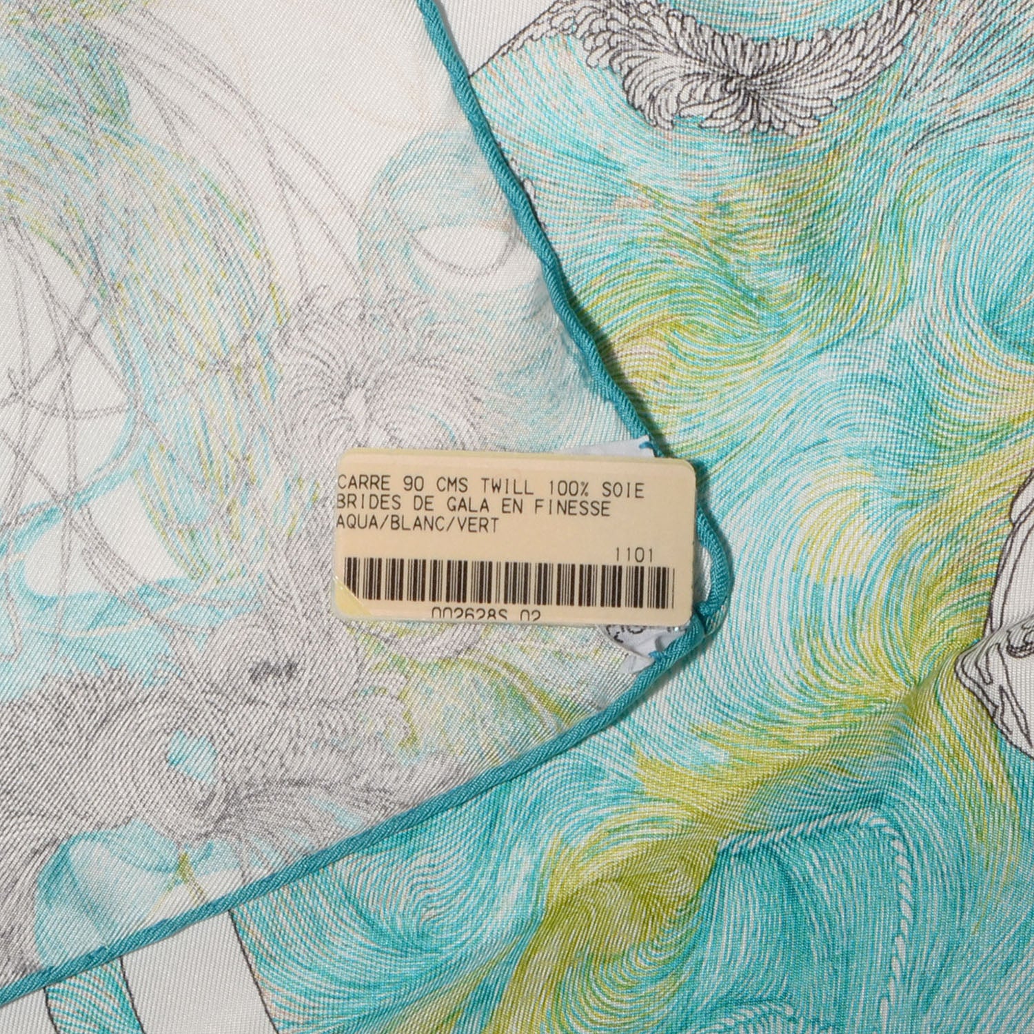 Hermes Silk Brides De Gala En Finesse Scarf Aqua Vert 7 of 7