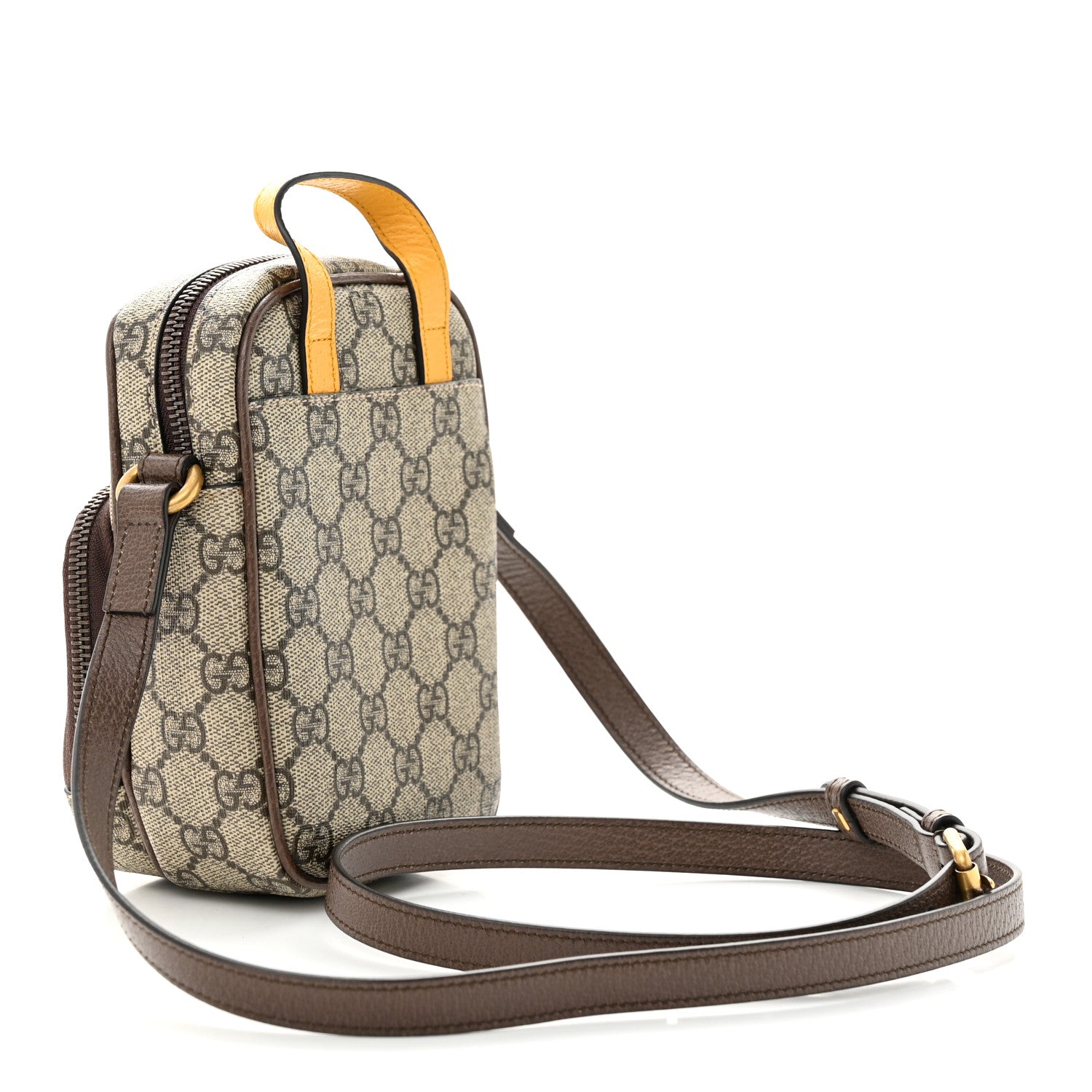 Gucci GG Supreme Monogram Mini Neo Vintage Double Zip Messenger Bag Beige New Acero Crop 3 of 10