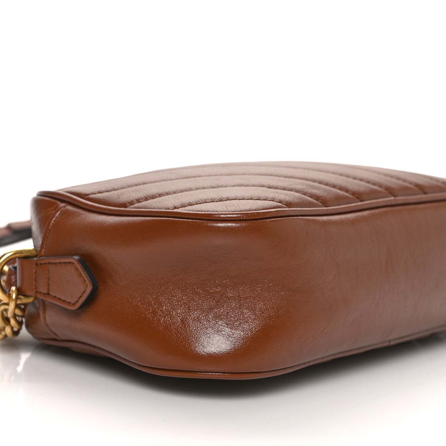 Gucci Glazed Calfskin Matelasse Diagonal Small GG Marmont Chain Shoulder Bag Cuir 9 of 12