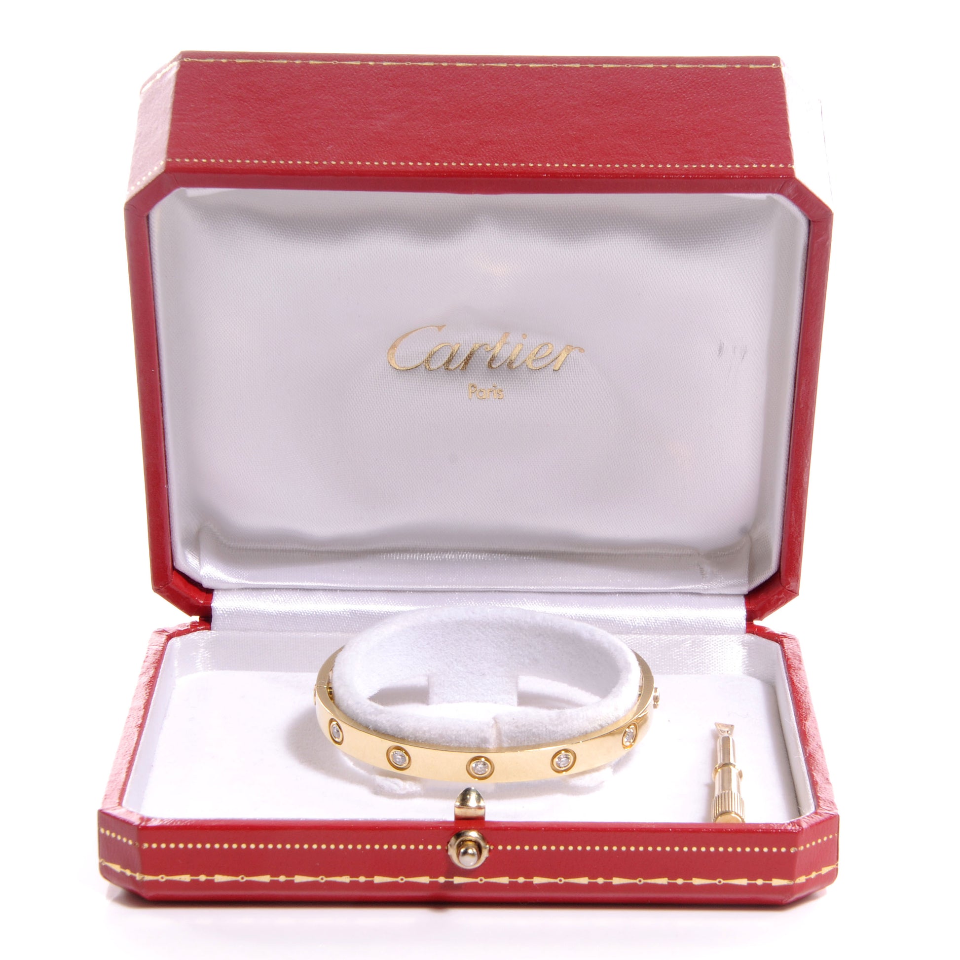 Cartier 18K Yellow Gold 10 Diamond LOVE Bracelet 17 7 of 7