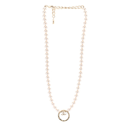 Chanel Pearl CC Round Long Necklace Gold White 3 of 6