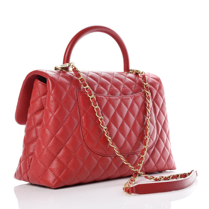 Chanel Caviar Quilted Medium Coco Handle Flap Red 4 of 11