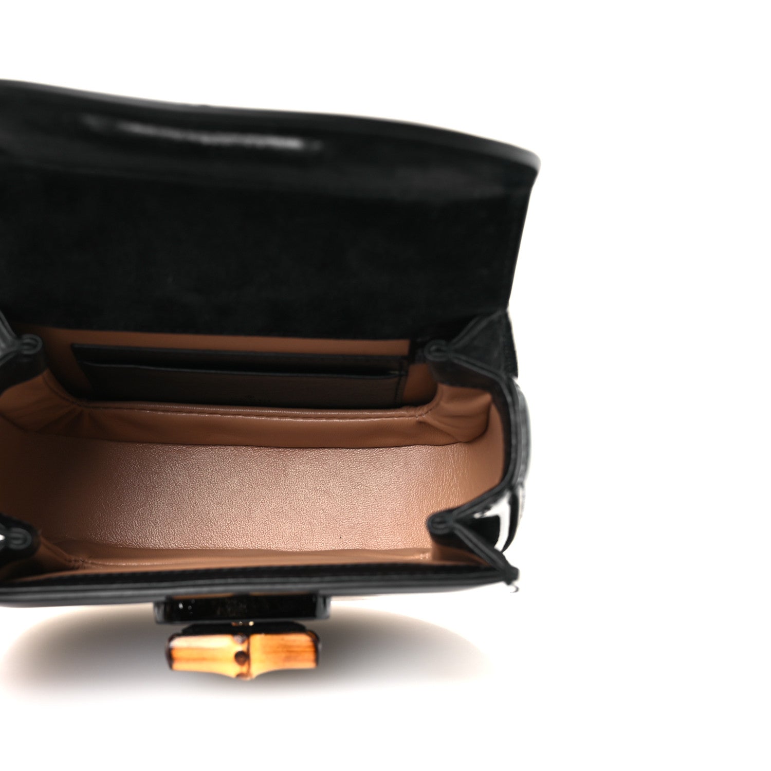Gucci Patent Crystal Mini Bamboo 1947 Top Handle Chain Bag Black 5 of 8