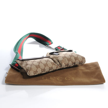 Gucci GG Monogram Web Double Pocket Belt Bag Dark Brown 4 of 8
