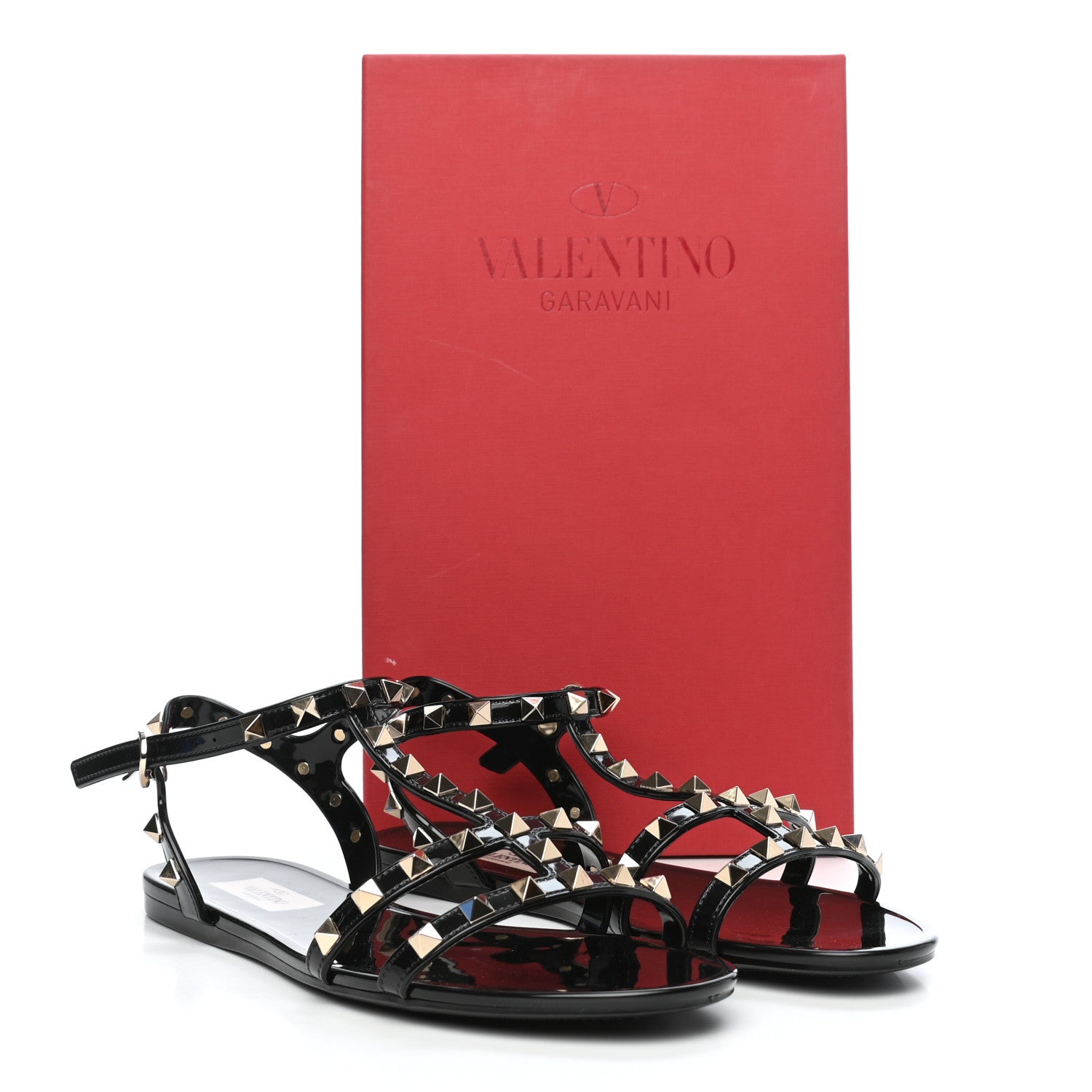 Valentino Garavani PVC Jelly Rockstud Caged Sandals 39 Black 8 of 8