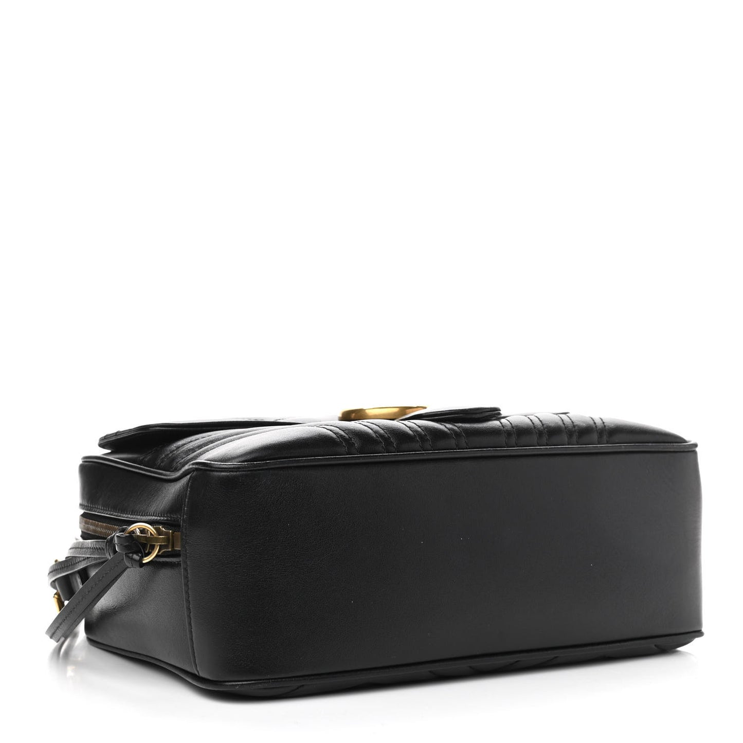 Calfskin Matelasse Sylvie Web Small GG Marmont Top Handle Shoulder Bag Black