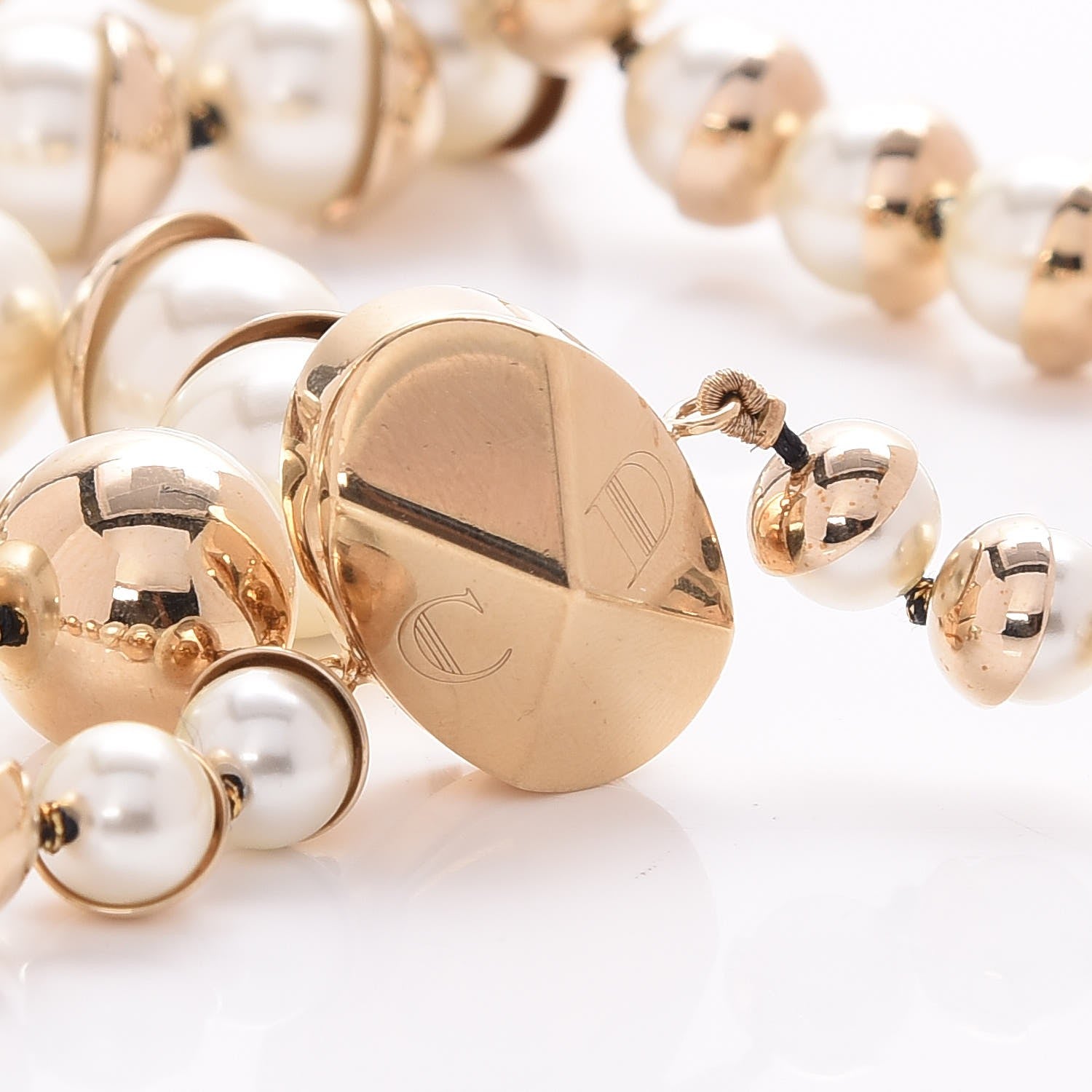 Christian Dior Pearl Mise en Tribal Necklace Gold 4 of 5