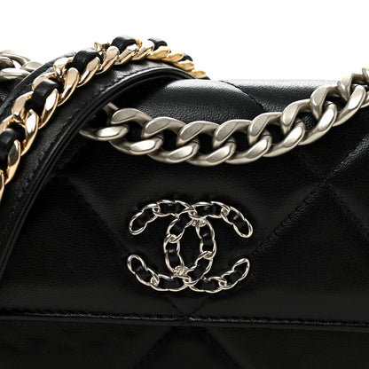 Chanel Lambskin Quilted Chanel 19 Flap Phone Holder With Chain Black 9 of 11