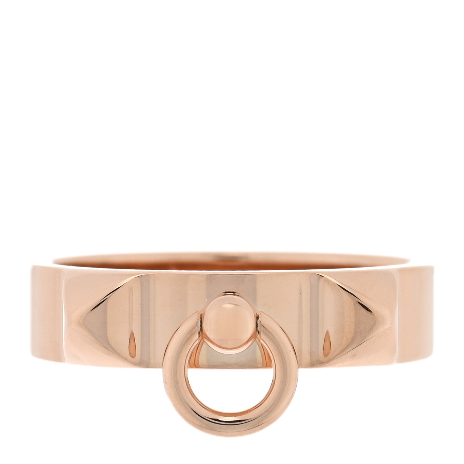 Hermes 18K Rose Gold PM Collier De Chien Ring 57 8 1 of 5