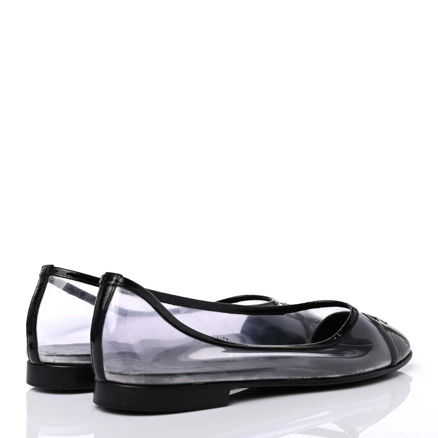 Chanel PVC Patent Calfskin Cap Toe Ballerina Flats 38.5 Black 3 of 4