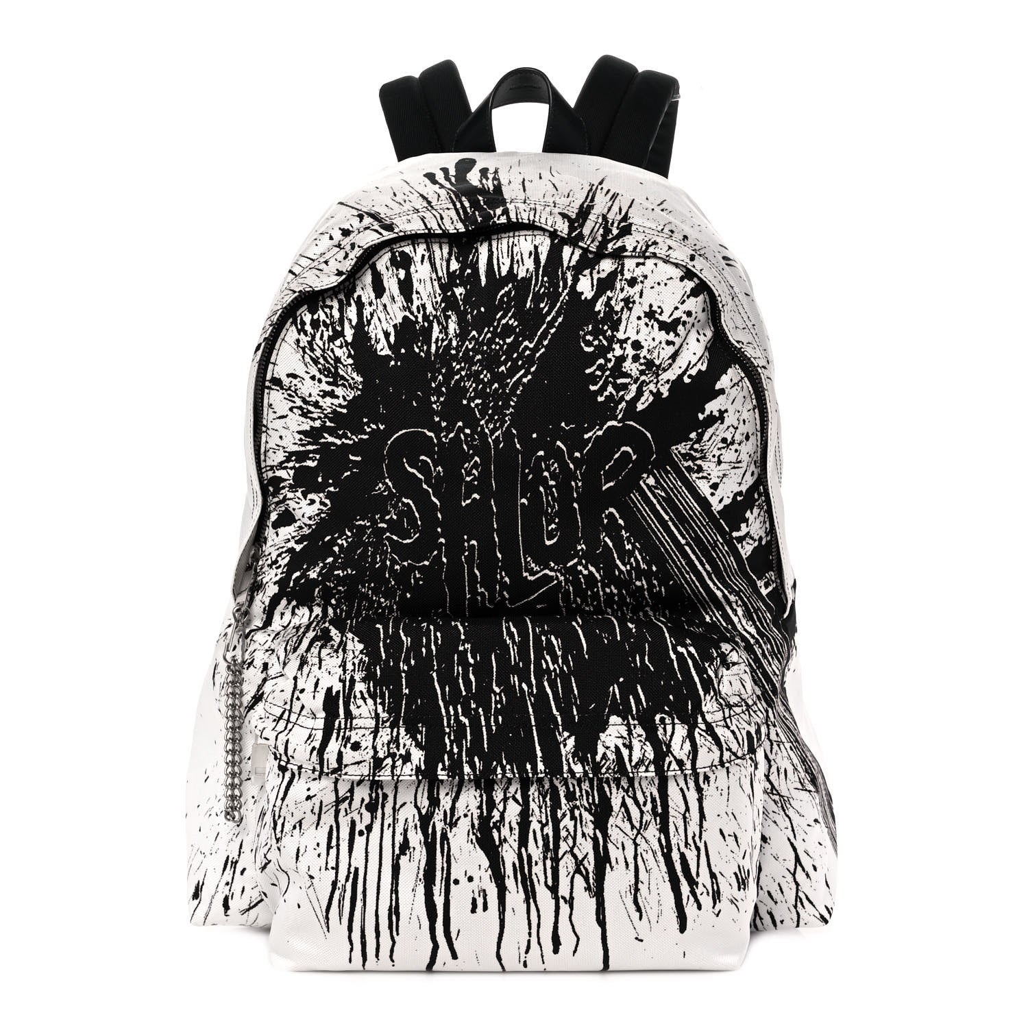 Celine x Christian Marclay Canvas Backpack White Black 1 of 10