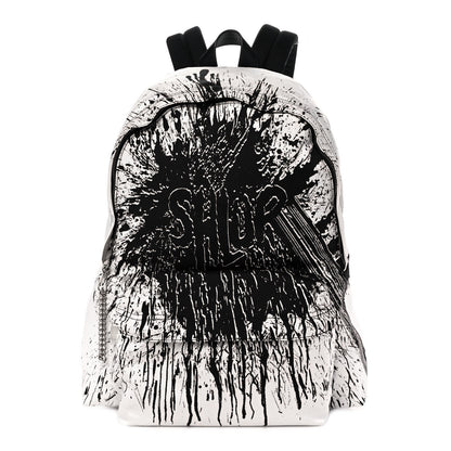 Celine x Christian Marclay Canvas Backpack White Black 1 of 10