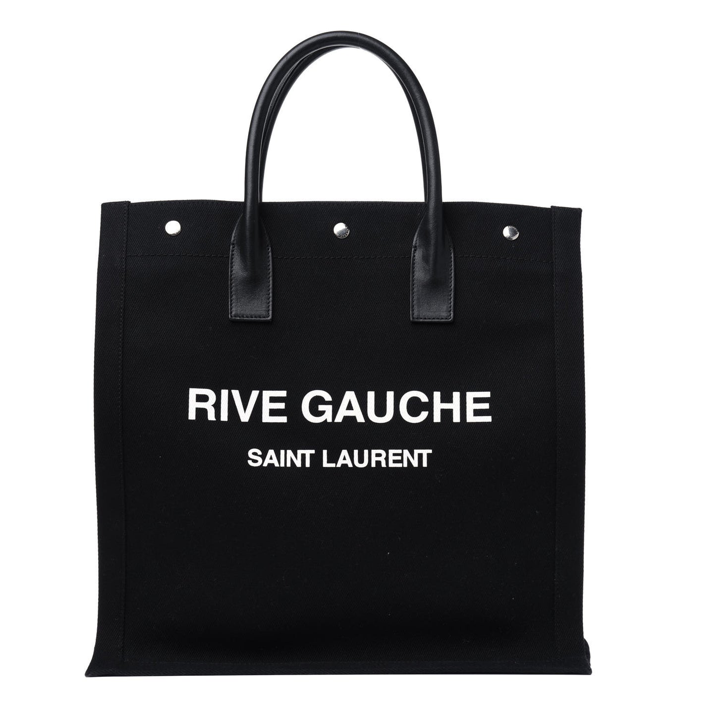 Linen Calfskin Rive Gauche North South Tote Black