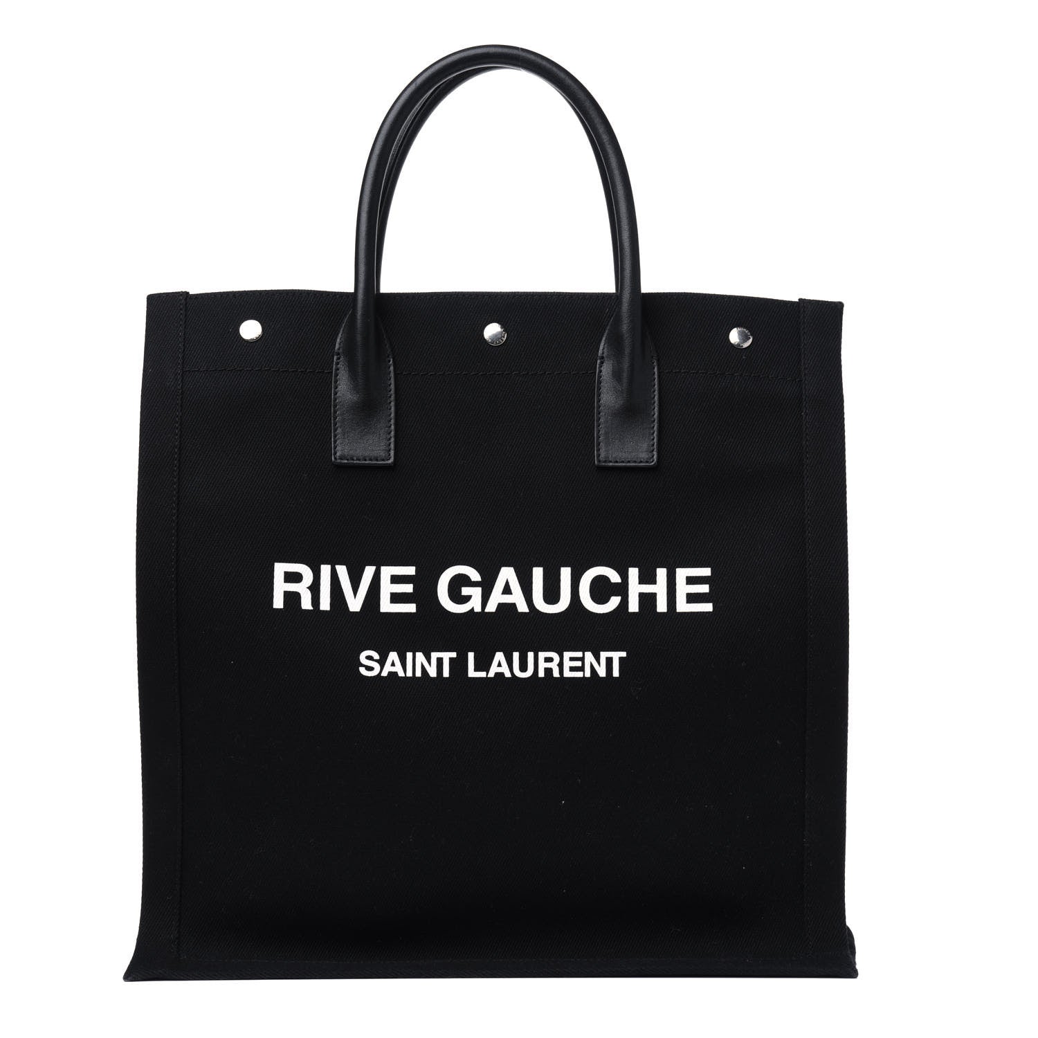 Saint Laurent Linen Calfskin Rive Gauche North South Tote Black 1 of 12