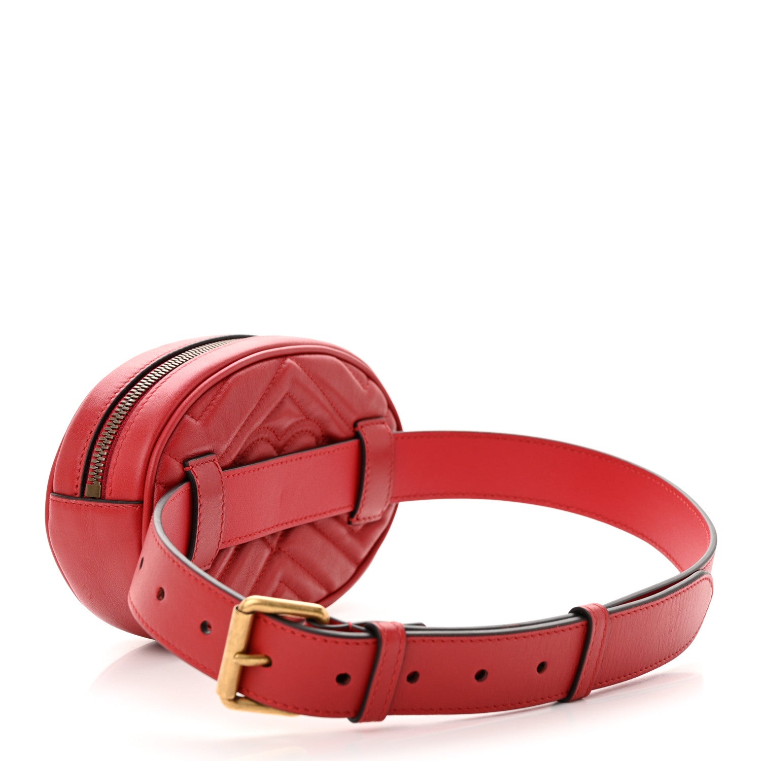 Gucci Calfskin Matelasse GG Marmont Belt Bag 75 30 Hibiscus Red 3 of 10