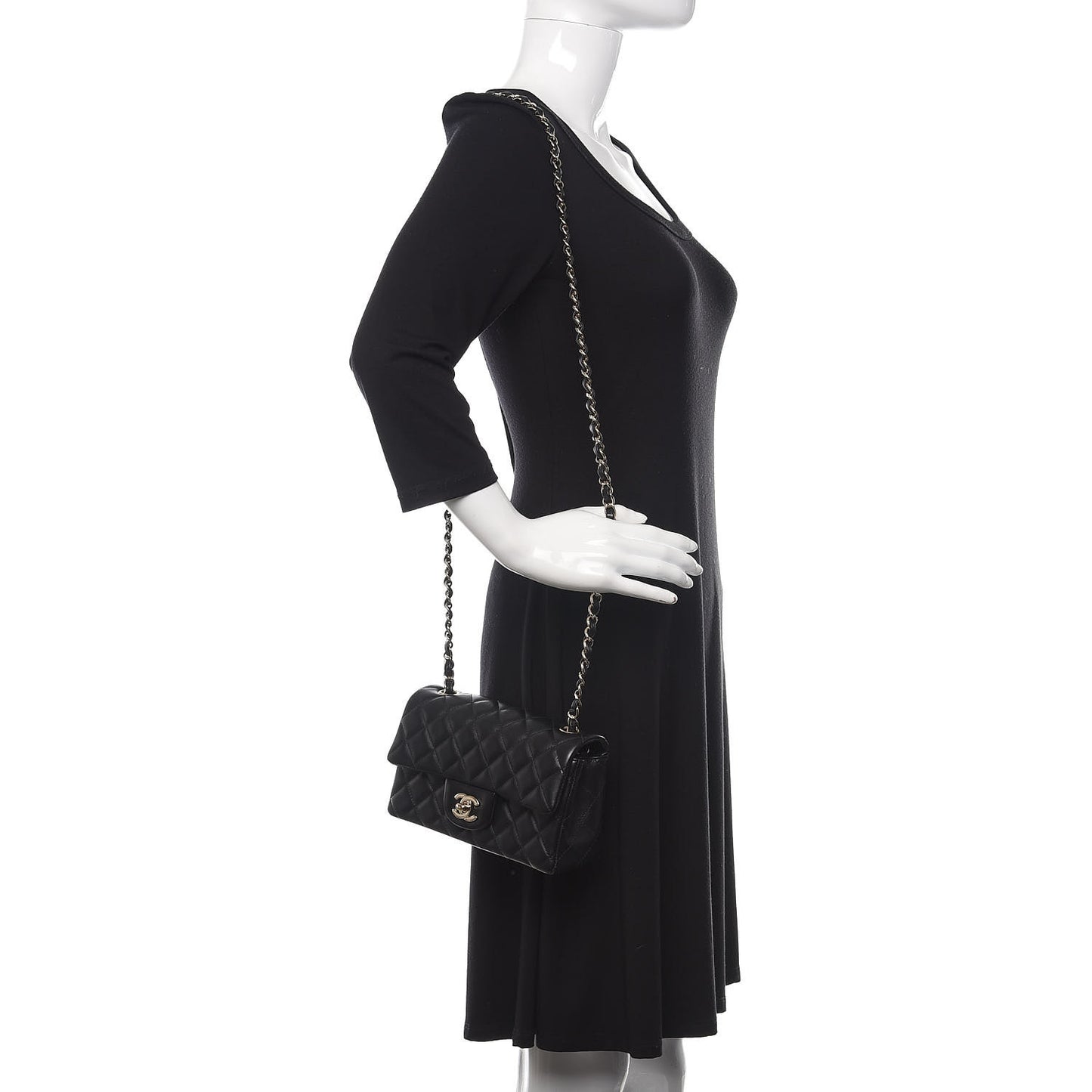Lambskin Quilted Mini Rectangular Flap Black