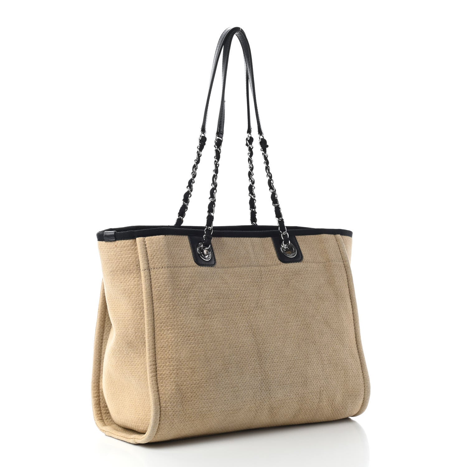 Chanel Canvas Small Deauville Tote Beige Black 3 of 9