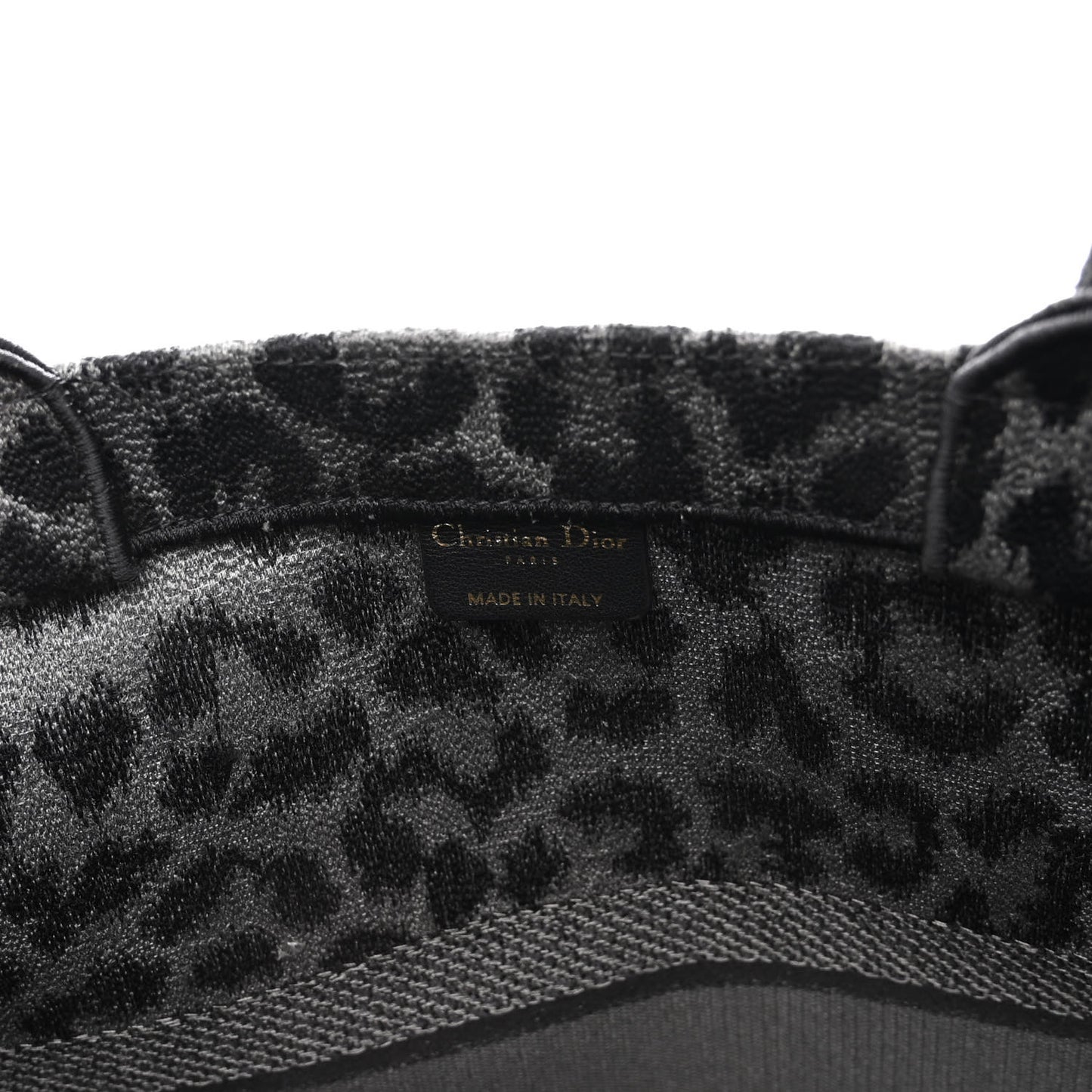 Canvas Mizza Embroidered Large Leopard Book Tote Grey