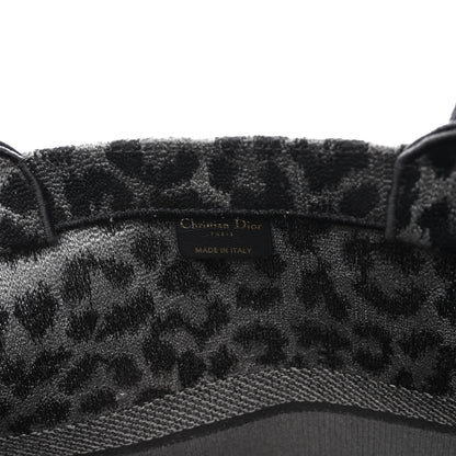 Christian Dior Canvas Mizza Embroidered Large Leopard Book Tote Grey 6 of 9