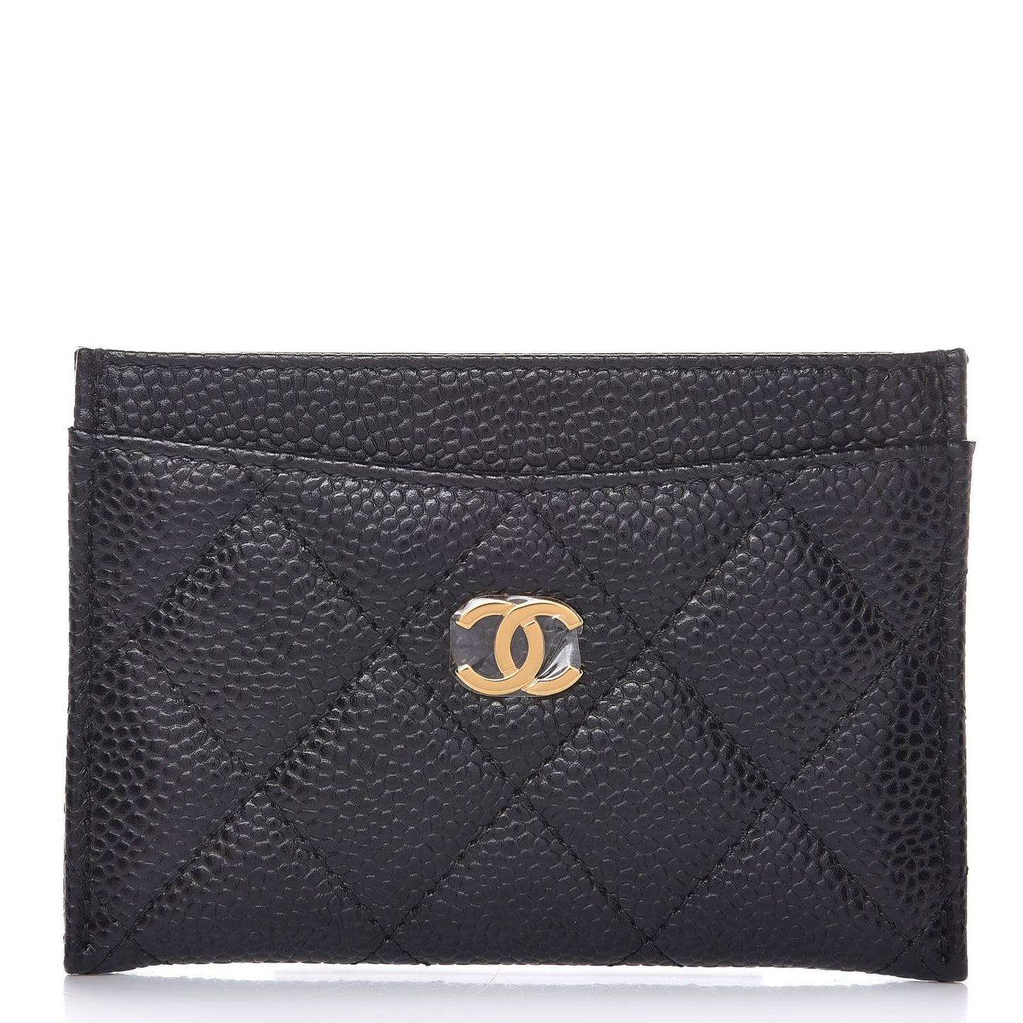 Caviar Quilted Card Holder Black