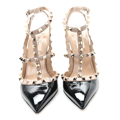 Valentino Garavani Patent Nappa Rockstud Ankle Strap 100mm Pumps 39 Black Poudre 3 of 10