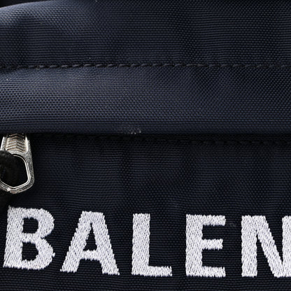 Balenciaga Sport Nylon Logo Embroidered Small Wheel Beltpack Navy Blue Red 10 of 11