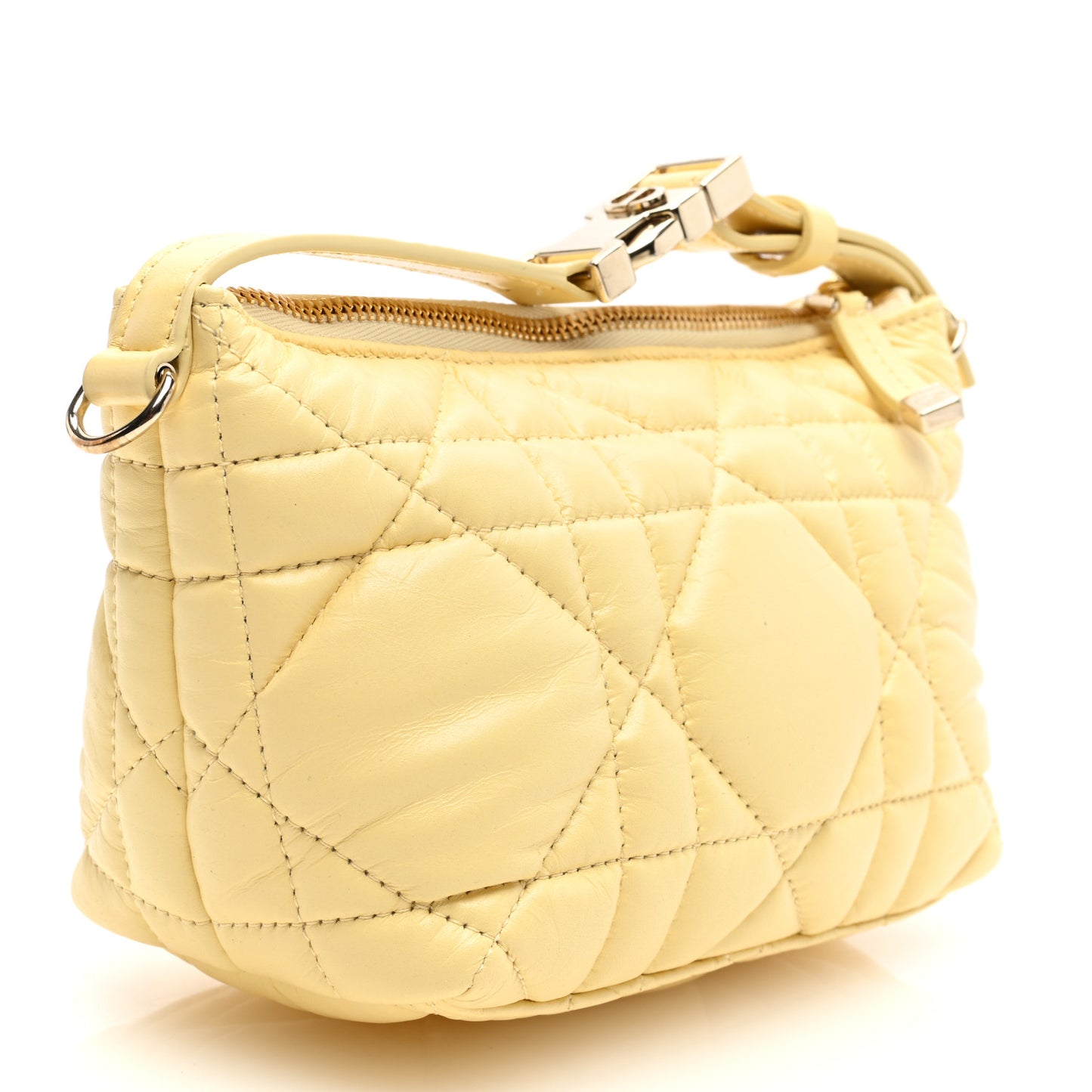 Calfskin Macrocannage Small Diortravel Nomad Pouch Pale Yellow