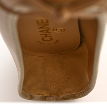 Chanel Lambskin Cap Toe CC Ballerina Flats 38 Beige Black 10 of 11