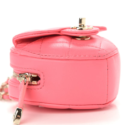 Chanel Lambskin Quilted CC In Love Heart Coin Purse With Chain Pink 10 of 12