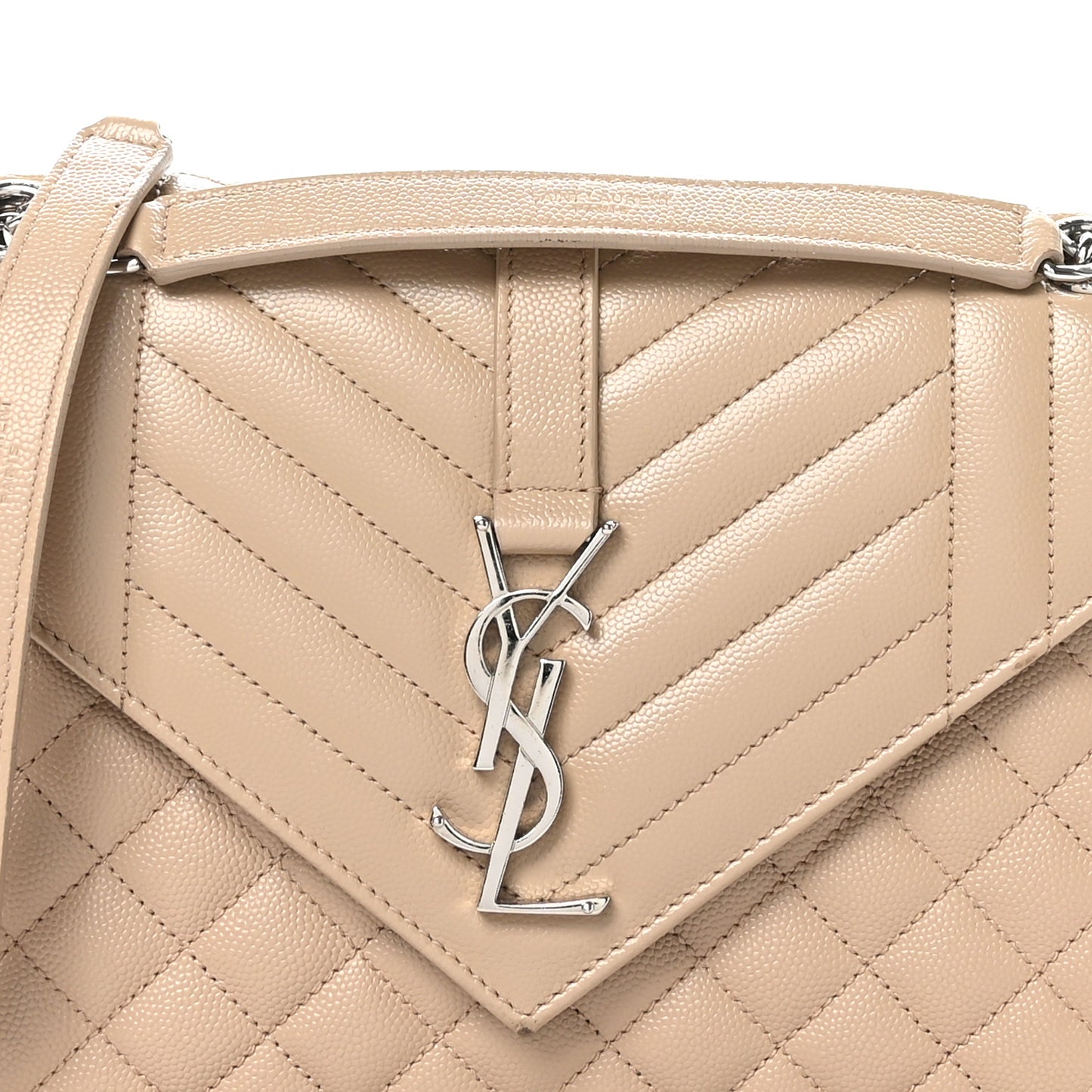 Grain De Poudre Textured Mixed Matelasse Medium Triquilt Monogram Satchel Dark Beige