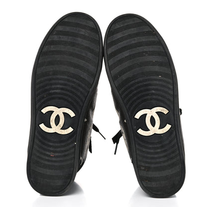 Chanel Canvas Suede CC Star Zipped High Top Sneakers 37.5 Black 5 of 16