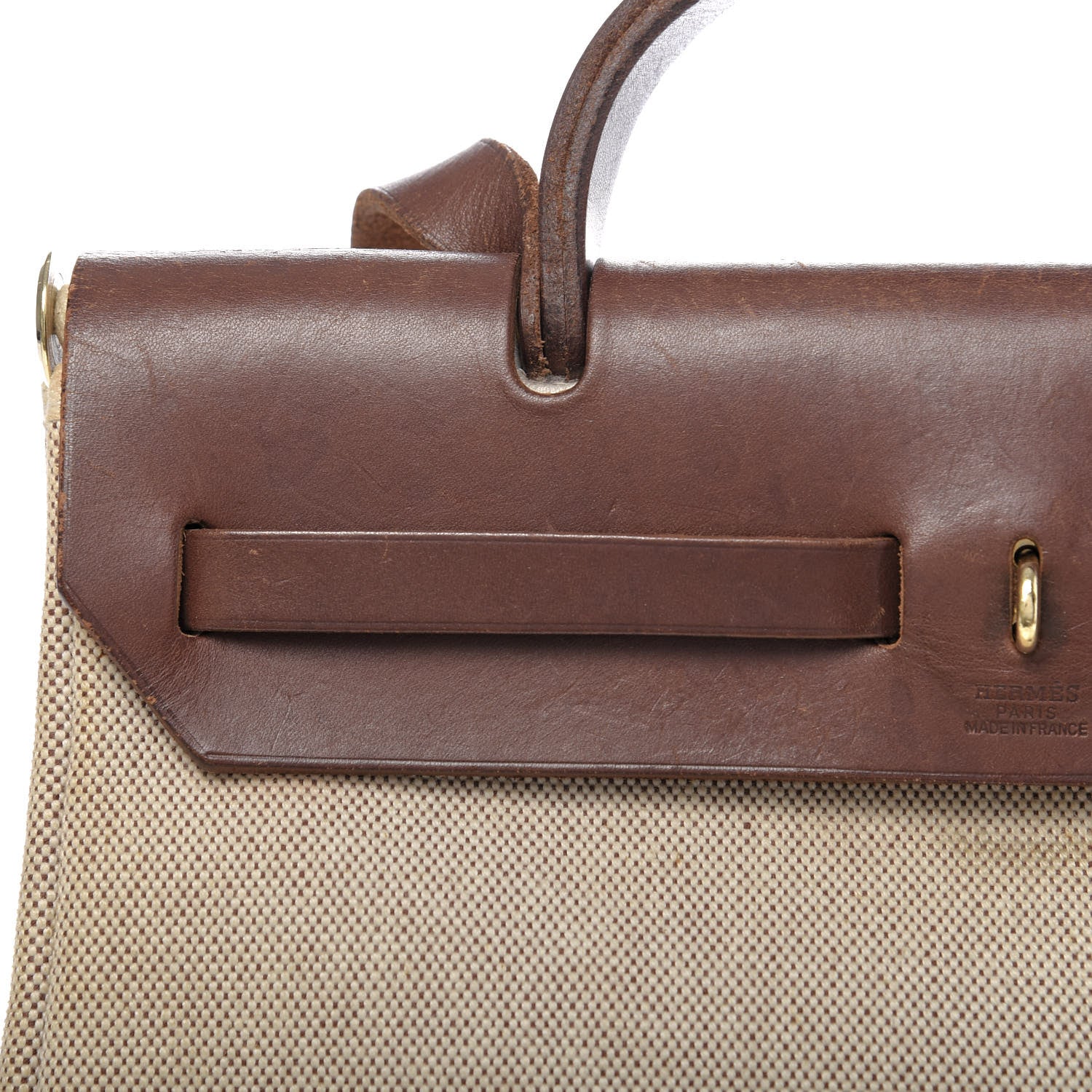 Hermes Toile Vache Calfskin Herbag 30 PM Natural 10 of 19
