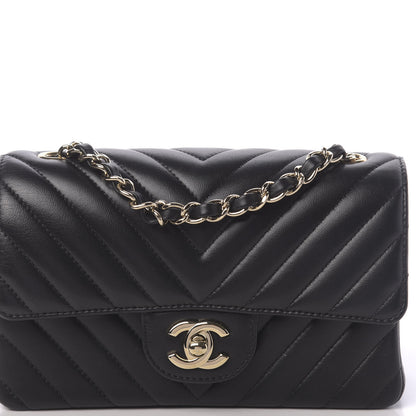 Chanel Lambskin Chevron Quilted Mini Rectangular Flap Black 8 of 11