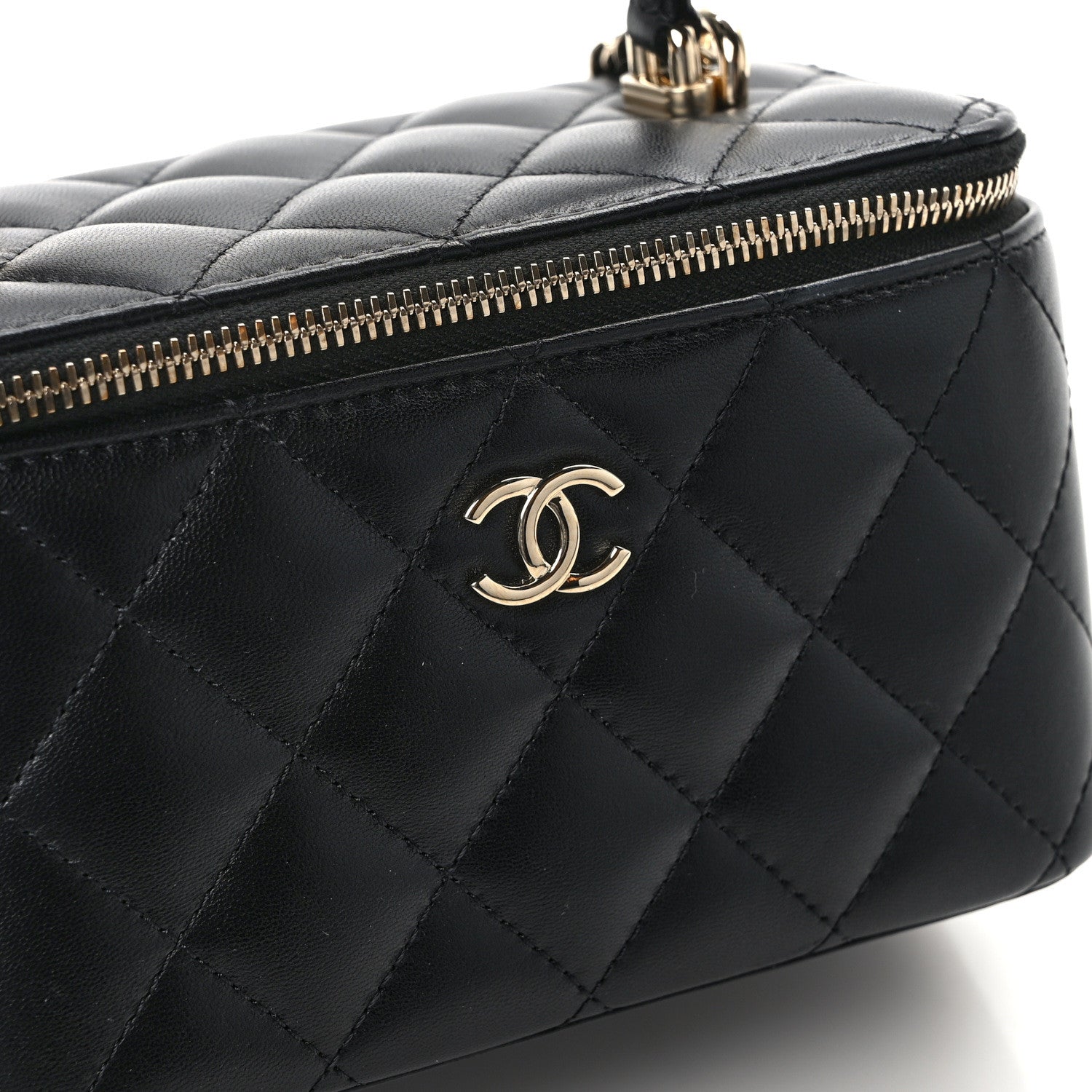 Chanel Lambskin Quilted Small Top Handle Vanity Case With Chain Black 12 of 13